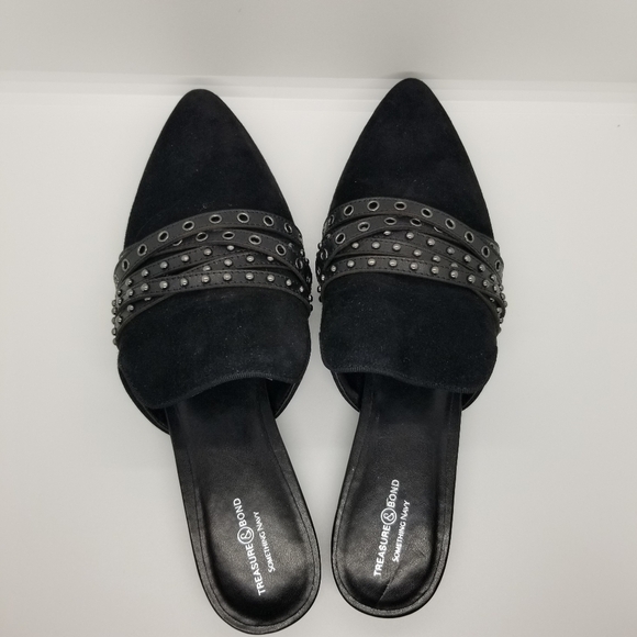 Treasure & Bond black suede studded pointed toe mules size 8 - Picture 4 of 9